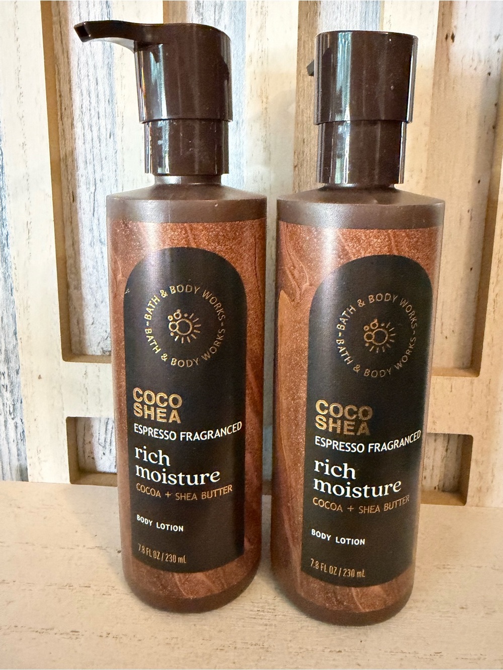 Bath & Body Works COCO SHEA ESPRESSO Rich Moisture Lotion 7.8oz Lot X2 New Set